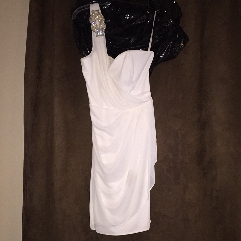 NWT Cache white formal dress Grecian w rhinestones